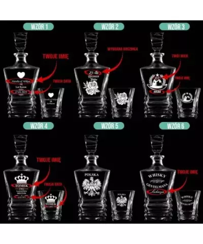 Zestaw do Whisky Karafka + 4 Szklanki z Grawerem na Prezent Geometric - 4