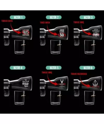 Zestaw do Whisky Karafka Karabin + 4 Szklanki z Grawerem na Prezent - 2