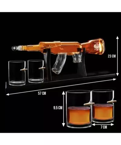 Zestaw do Whisky Karafka Karabin + 4 Szklanki z Grawerem na Prezent - 5