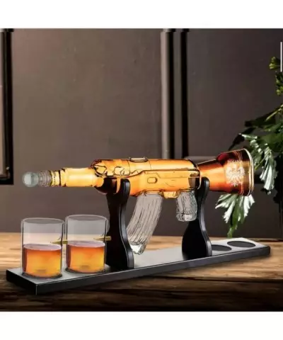 Zestaw do Whisky Karafka Karabin + 4 Szklanki z Grawerem na Prezent - 6