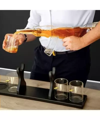 Zestaw do Whisky Karafka Karabin + 4 Szklanki z Grawerem na Prezent - 7