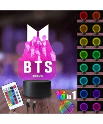 Lampka Nocna 3D LED LAMP BTS K-pop Zespół