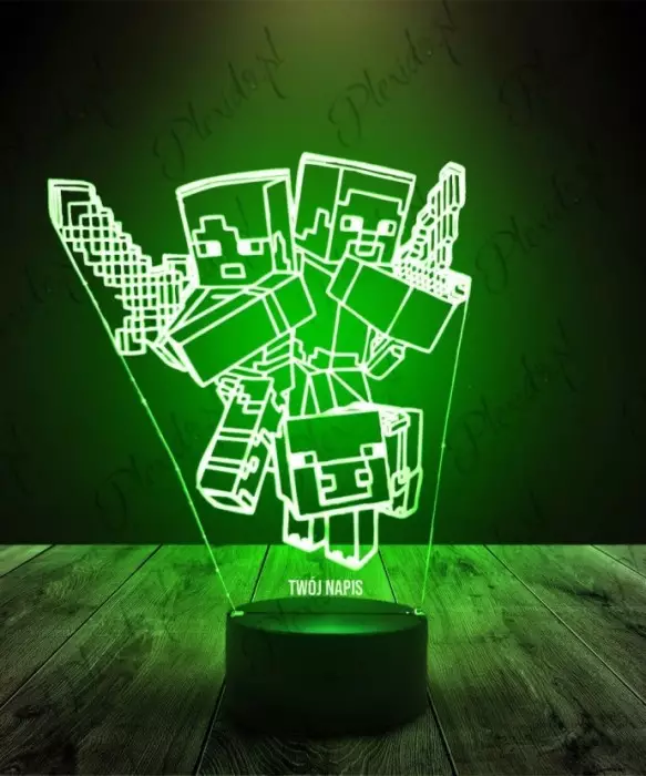 Lampka LED 3D Plexido Minecraft Steve