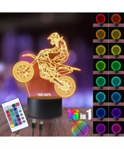 Lampka Nocna 3D LED LAMP Motocross Motocyklista