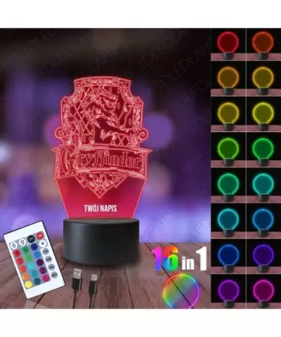 Lampka Nocna 3D LED LAMP Harry Potter Gryffindor