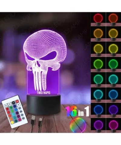 Lampka Nocna 3D LED LAMP Punisher Czaszka