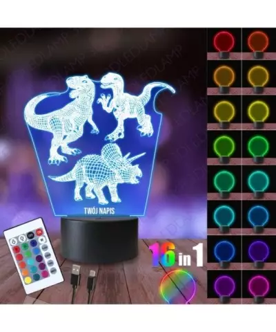Lampka Nocna 3D LED LAMP Dinozaury