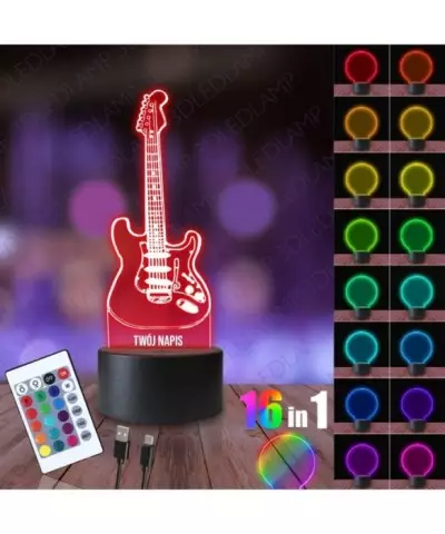 Lampka Nocna 3D LED LAMP Gitara