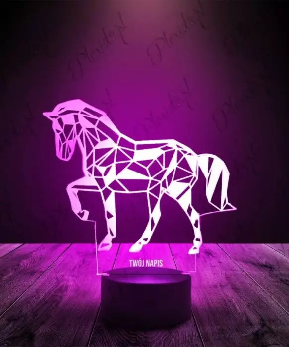 Lampka LED 3D Plexido Koń Geometryczny