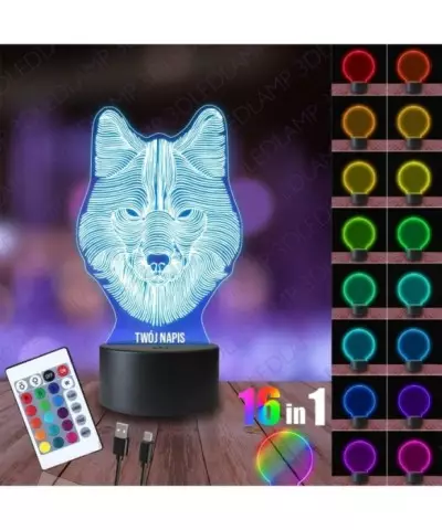 Lampka Nocna 3D LED LAMP Wilk