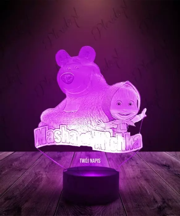 Lampka LED 3D Plexido Masza i Niedźwiedź