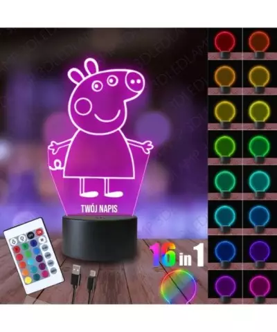 Lampka Nocna 3D LED LAMP Świnka Peppa