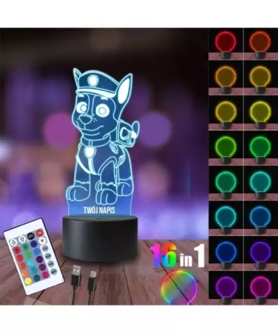 Lampka Nocna 3D LED LAMP Psi Patrol Chase