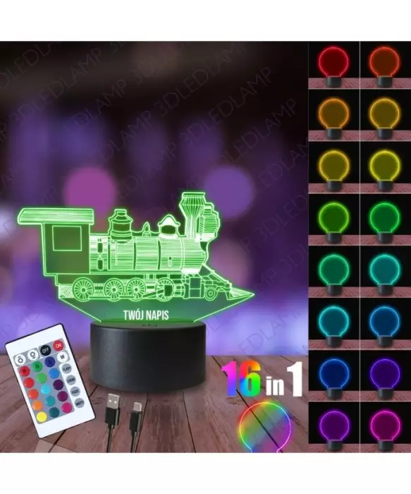 Lampka Nocna 3D LED LAMP Lokomotywa