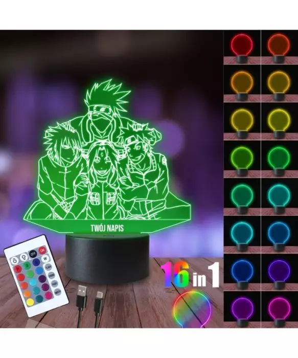 Lampka Nocna 3D LED LAMP Naruto Bohaterowie