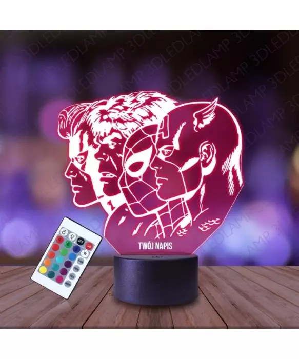 Lampka Nocna 3D LED LAMP Avengers Twarze