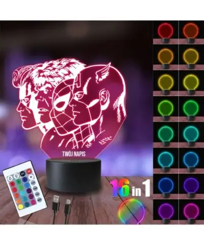 Lampka Nocna 3D LED LAMP Avengers Twarze