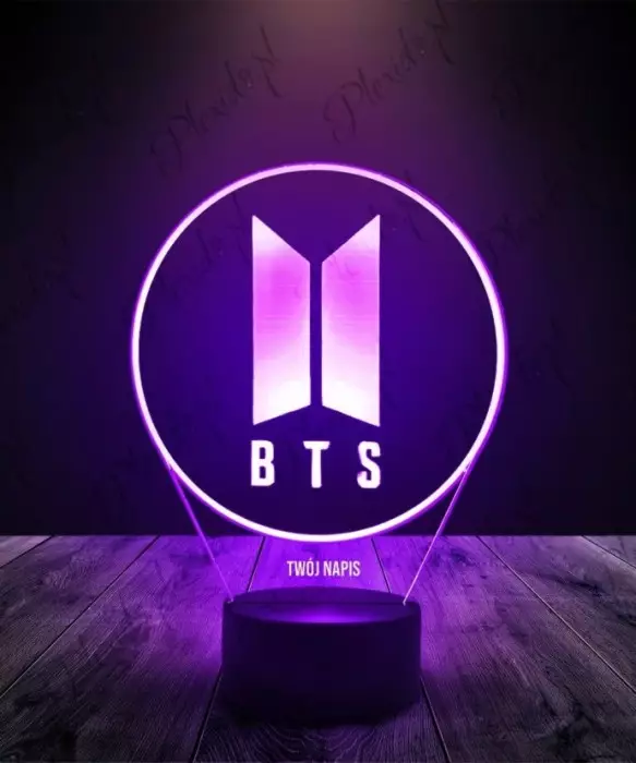 Lampka LED 3D Plexido BTS K-pop Zespół Logo