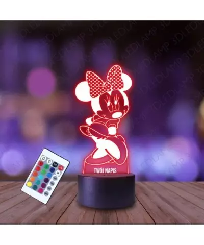 Lampka Nocna 3D LED LAMP Myszka Minnie Kokardka