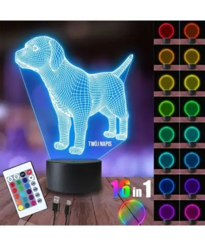 Lampka Nocna 3D LED LAMP Szczeniak Labrador