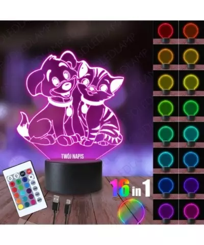 Lampka Nocna 3D LED LAMP Pies i Kot