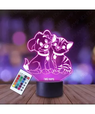 Lampka Nocna 3D LED LAMP Pies i Kot