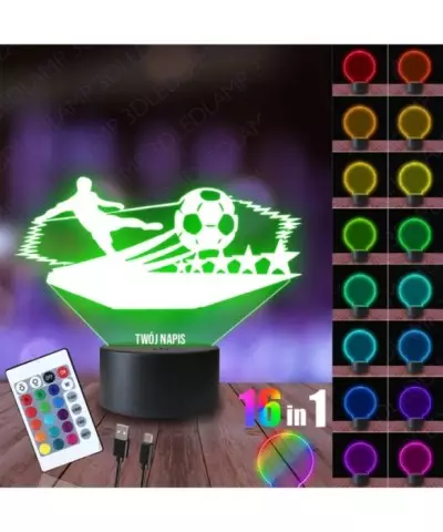 Lampka Nocna 3D LED LAMP Piłka Nożna Piłkarz