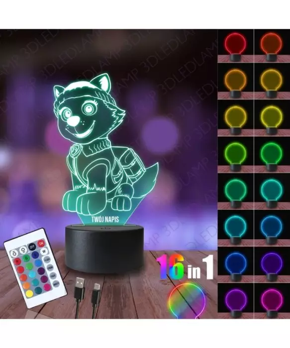Lampka Nocna 3D LED LAMP Psi Patrol Everest Ratowniczka Górska
