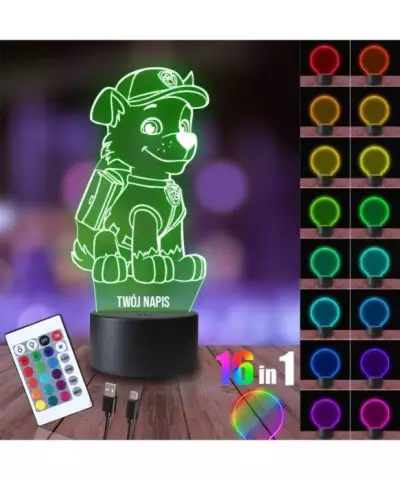 Lampka Nocna 3D LED LAMP Psi Patrol Rocky Siedzący