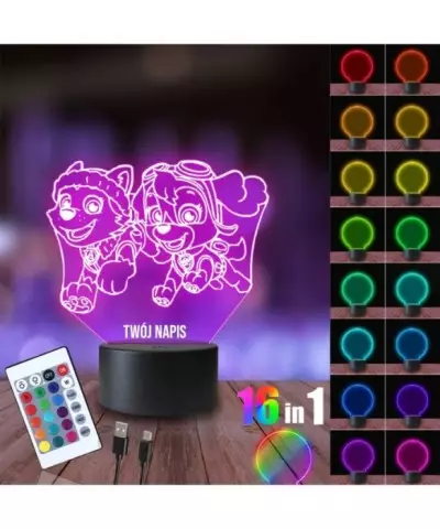 Lampka Nocna 3D LED LAMP Psi Patrol Everest i Sky