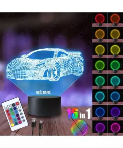 Lampka Nocna 3D LED LAMP Samochód Sportowy