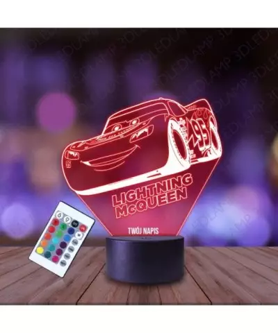 Lampka Nocna 3D LED LAMP Zygzak McQueen Auta