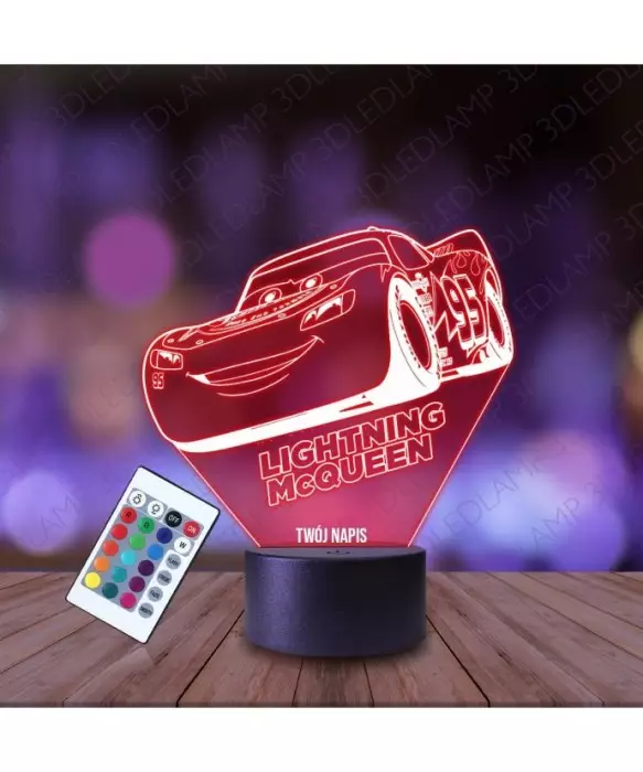 Lampka Nocna 3D LED LAMP Zygzak McQueen Auta