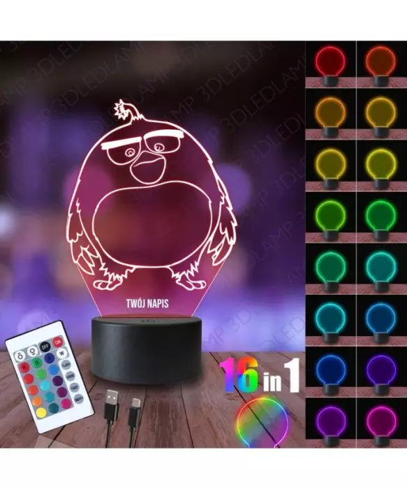 Lampka Nocna 3D LED LAMP Angry Birds Bomba