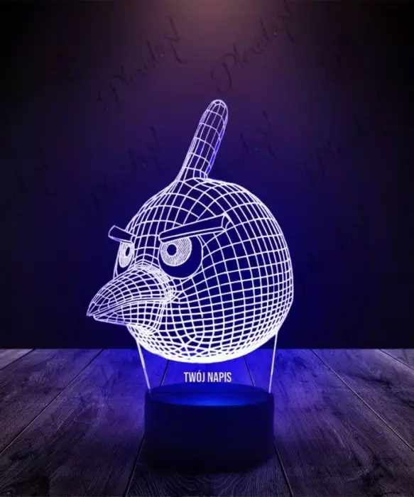 Lampka LED 3D Plexido Angry Birds Czerwony