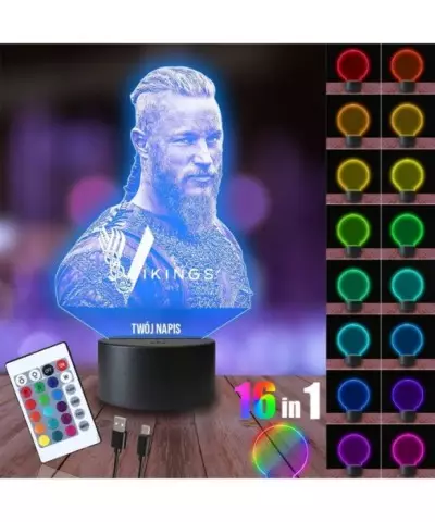 Lampka Nocna 3D LED LAMP Wikingowie Ragnar