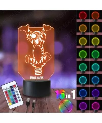 Lampka Nocna 3D LED LAMP Kubuś Puchatek Tygrysek