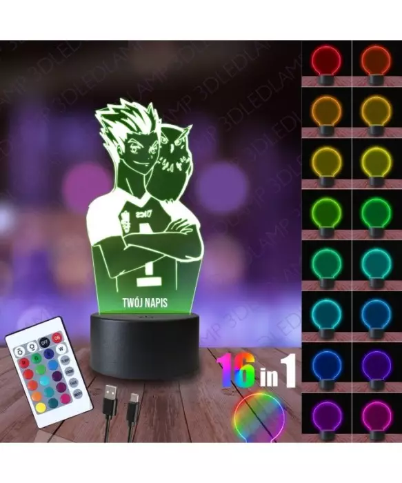 Lampka Nocna 3D LED LAMP Haikyuu Bokuto