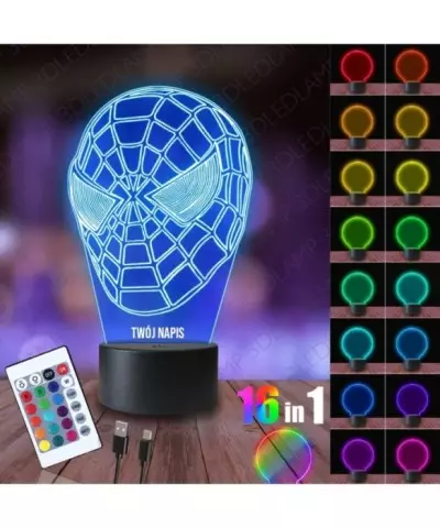 Lampka Nocna 3D LED LAMP Spider-Man Maska