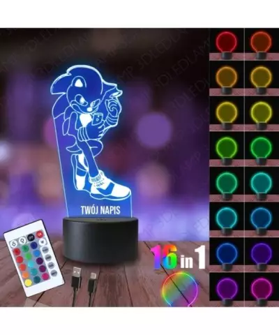 Lampka Nocna 3D LED LAMP Sonic Błyskawica
