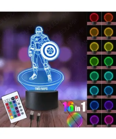 Lampka Nocna 3D LED LAMP Kapitan Ameryka