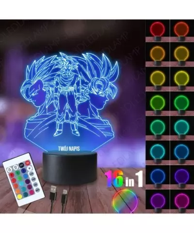 Lampka Nocna 3D LED LAMP Dragon Ball Son Goku Twarze
