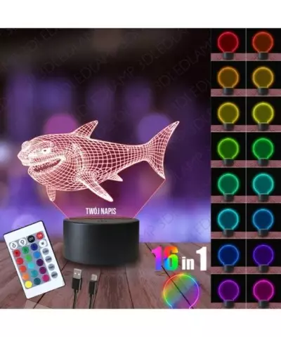 Lampka Nocna 3D LED LAMP Rekin