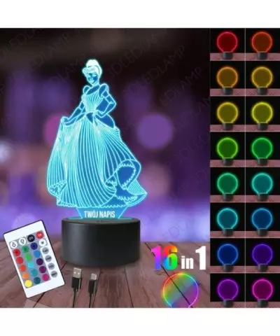 Lampka Nocna 3D LED LAMP Kopciuszek