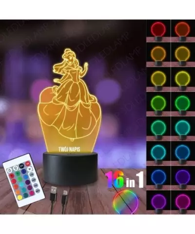 Lampka Nocna 3D LED LAMP Księżniczka Bella