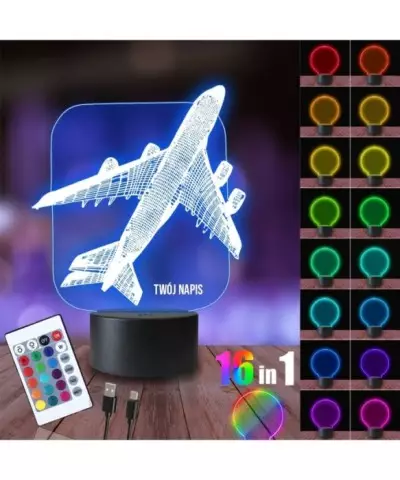 Lampka Nocna 3D LED LAMP Samolot