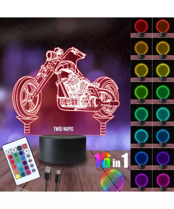 Lampka Nocna 3D LED LAMP Motocykl Harley Chopper