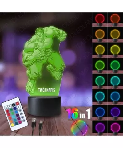 Lampka Nocna 3D LED LAMP Hulk