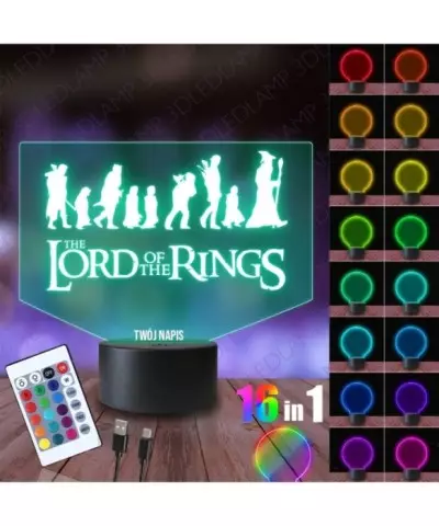 Lampka Nocna 3D LED LAMP Władca Pierścieni Drużyna Pierścienia