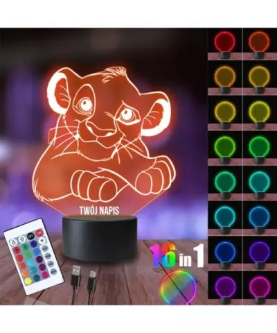 Lampka Nocna 3D LED LAMP Król Lew Simba